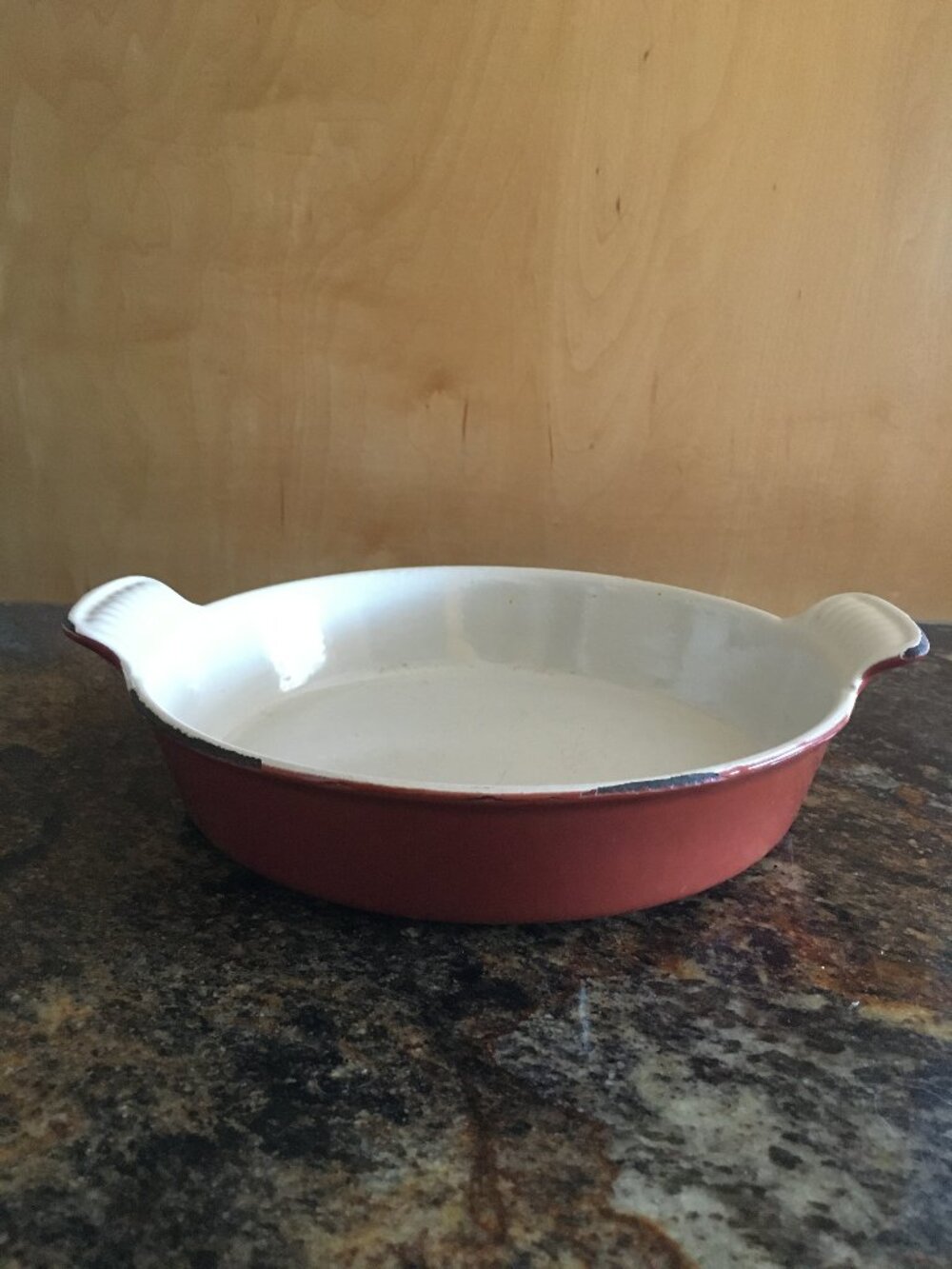Le Creuset Flame Orange Vintage Round Cast Iron Gratin Baker Dish • 22cm 🧡